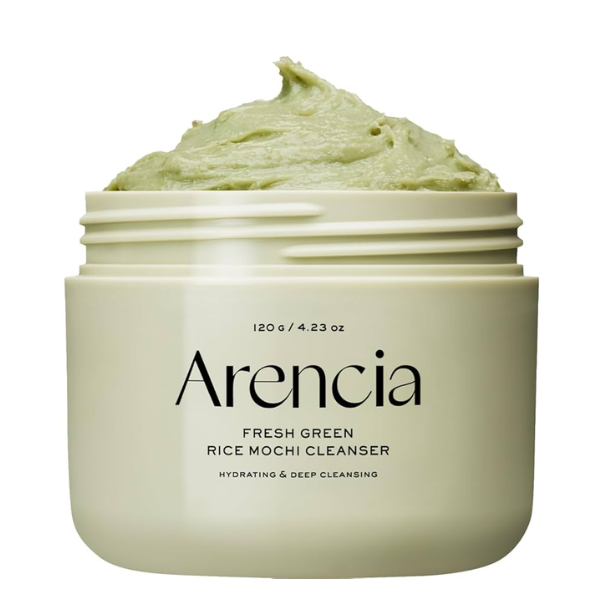 Arencia Fresh Green Rice Mochi Cleanser – mochi tekstūras Korejas sejas tīrītājs poru attīrīšanai un sebuma kontrolei korejas kosmētika koore.lv
