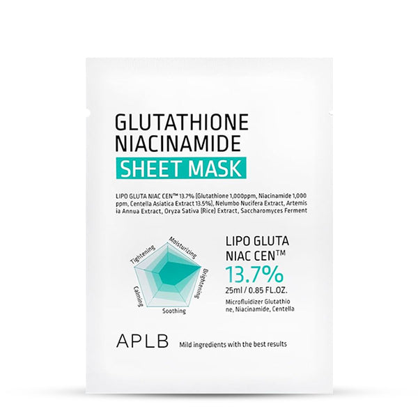 Korejas kosmetika APLB Glutathione Niacinamide Sheet Mask