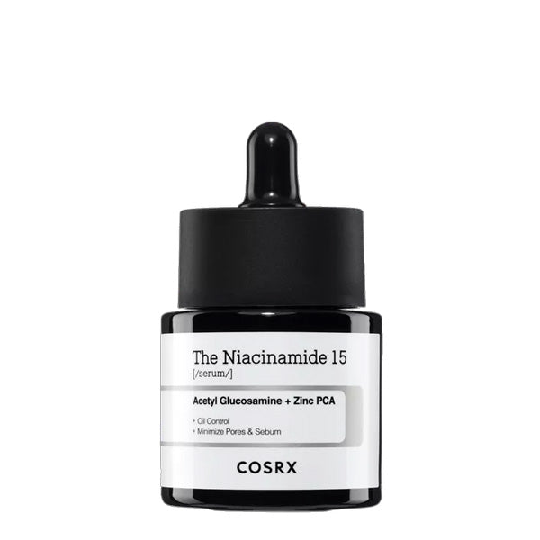 COSRX The Niacinamide 15 Serum – Korejas kosmētika, serums ar 15% niacinamīdu, kas uzlabo ādas toni, samazina pigmentāciju un izlīdzina ādas struktūru.