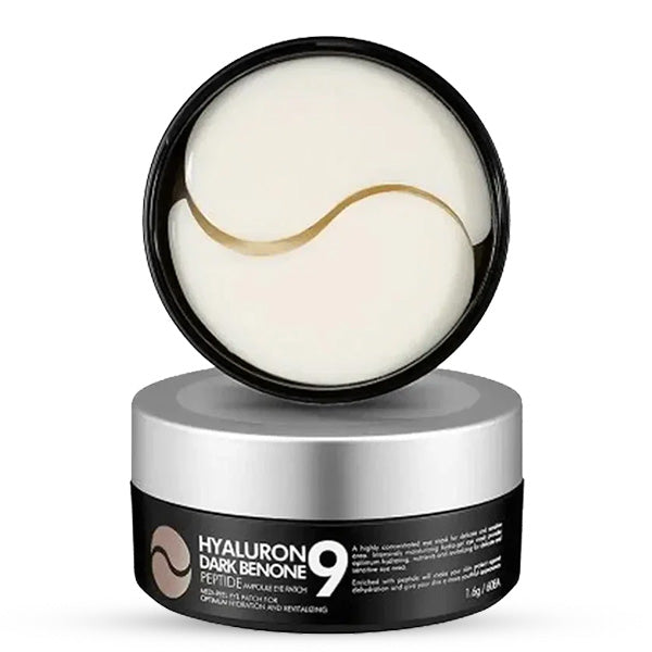 MEDI-PEEL Hyaluron Dark Benone Peptide 9 Ampoule Eye Patch – Korejas kosmētika, acu plāksteri ar hialuronskābi un peptīdiem, kas mitrina, izlīdzina grumbas un samazina tumšos lokus ap acīm.