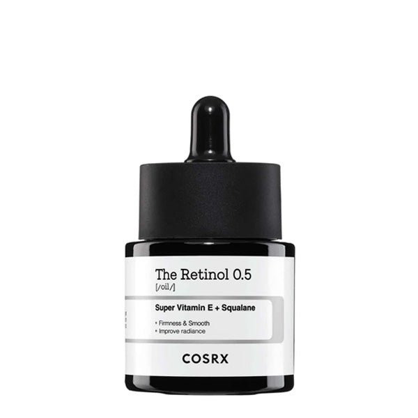 COSRX The Retinol 0.5 Oil – Korejas kosmētika, retinola eļļa, kas veicina ādas atjaunošanos, samazina smalkās līnijas un uzlabo ādas toni.