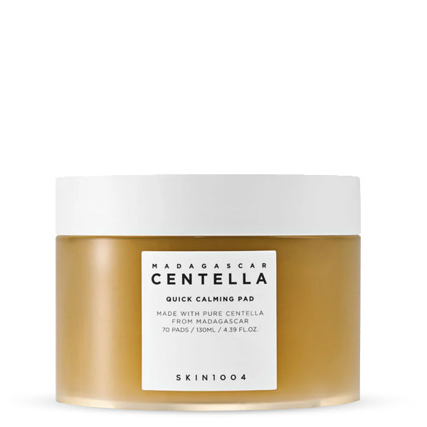 SKIN1004 Madagascar Centella Quick Calming Pad – Korejas kosmētika, nomierinoši kokvilnas spilventiņi ar Centella Asiatica ekstraktu, kas ātri atjauno ādas līdzsvaru un nomierina kairinājumu.