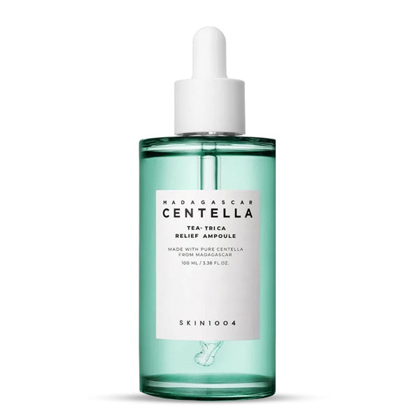 SKIN1004 Madagascar Centella Tea-Trica Relief Ampoule – Korejas kosmētika, ampula ar Centella Asiatica un Tea Tree ekstraktu, kas nomierina ādu