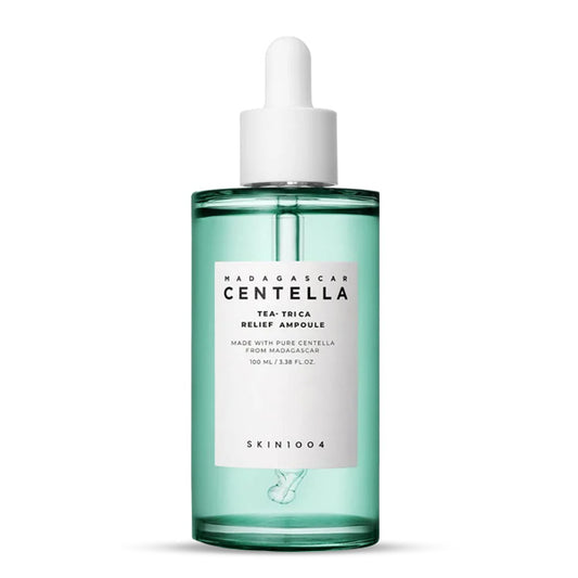 SKIN1004 Madagascar Centella Tea-Trica Relief Ampoule – Korejas kosmētika, ampula ar Centella Asiatica un Tea Tree ekstraktu, kas nomierina ādu