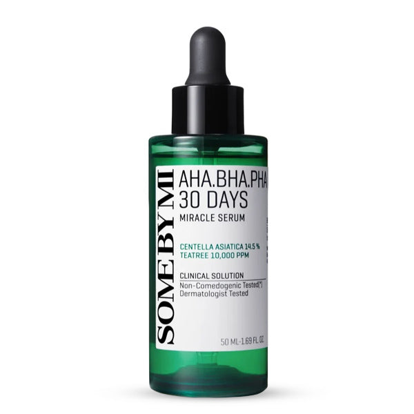 SOME BY MI AHA, BHA, PHA 30 Days Miracle Serum – Korejas kosmētikas serums, kas palīdz attīrīt ādu un samazināt aknes izpausmes, izmantojot AHA, BHA un PHA skābes.