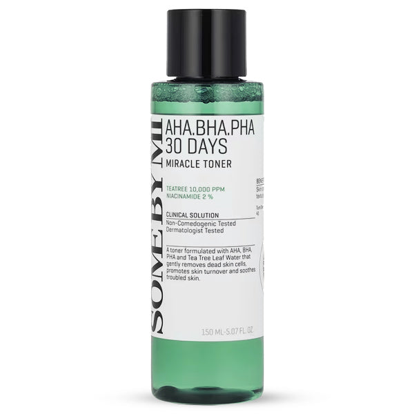 SOME BY MI AHA BHA PHA 30 Days Miracle Toner – Korejas ādas kopšanas toniks ar augļskābēm un niacinamīdu.