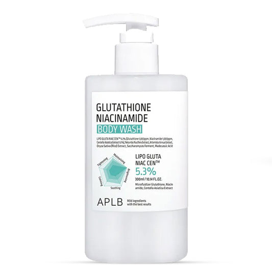 APLB Glutathione Niacinamide Body Wash pudelīte uz balta fona — Korejas kosmētika koore.lv