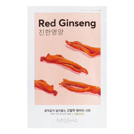 Missha Airy Fit Sheet Mask Red Ginseng – viegla sejas maska ar sarkano žeņšeņu mitrināšanai un ādas atjaunošanai koore.lv