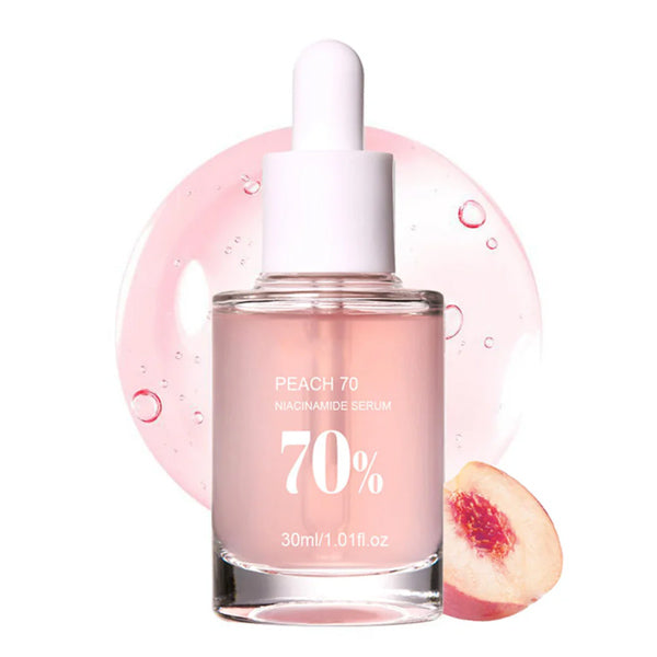 Anua Peach 70% Niacin Serum – Korejas persiku sejas serums ar niacinamīdu, izgaismojošs un mitrinošs serums no koore.lv