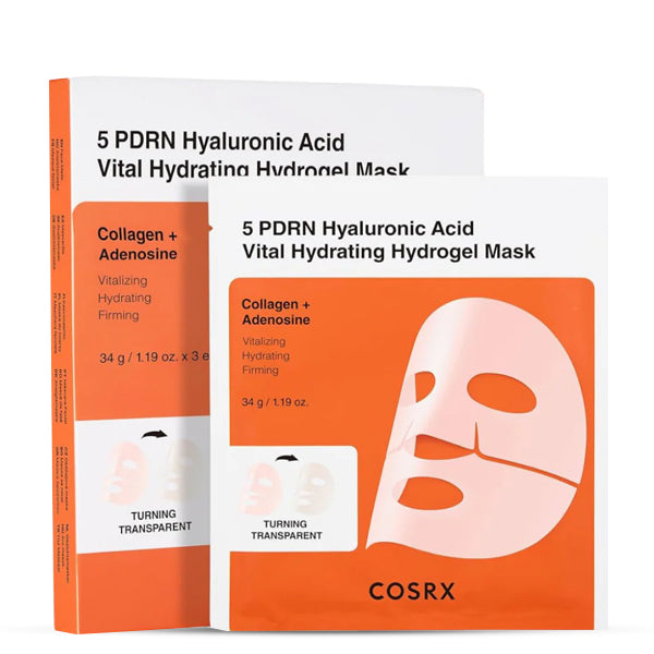 COSRX 5 PDRN Hyaluronic Acid Vital Hydrating Hydrogel Mask nakts sejas maska ar PDRN un kolagēnu
