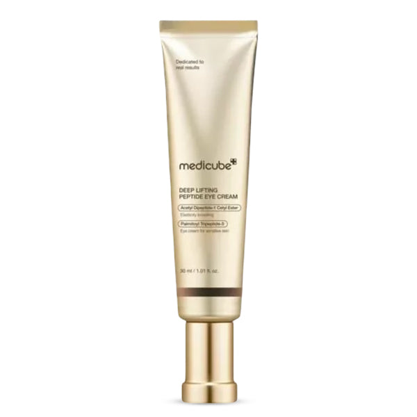 Medicube Deep Lifting Peptide Eye Cream For Face 30ml elegants tūbiņas iepakojums ar precīzu dozatoru