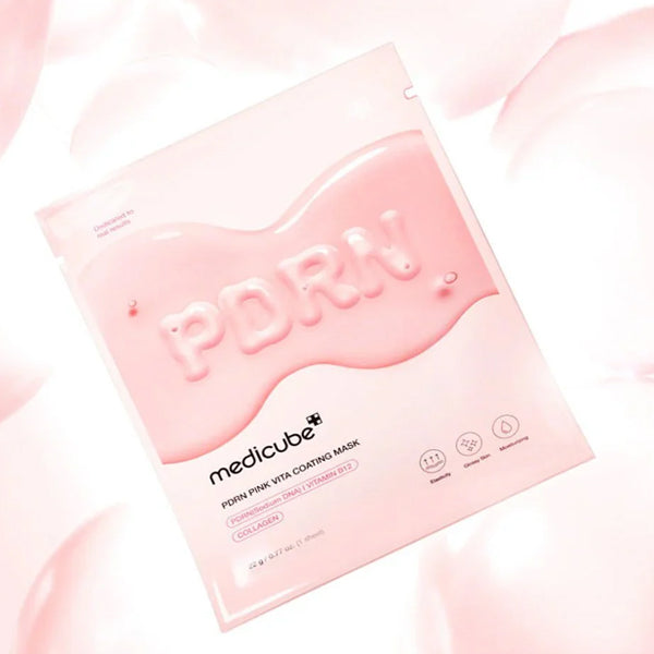 Medicube PDRN Pink Vita Coating Mask mirdzumu piešķiroša sejas maska pdrn