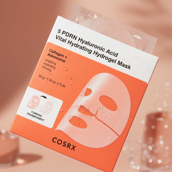 COSRX 5 PDRN Hyaluronic Acid Vital Hydrating Hydrogel Mask nakts sejas maska ar PDRN 