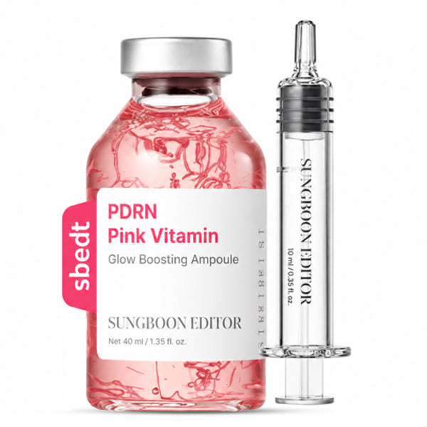Sungboon Editor PDRN Pink Vitamin Glow Boosting Ampoule 40ml stikla pudelīte ar pipeti