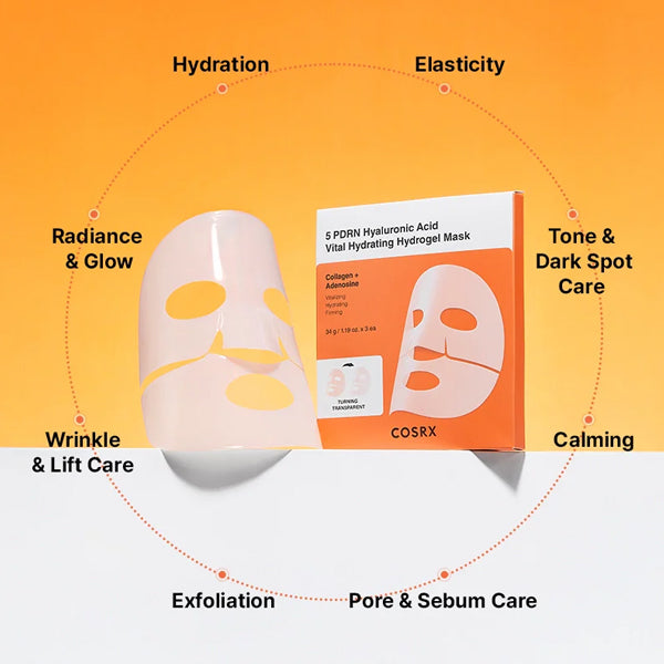 COSRX 5 PDRN Hyaluronic Acid Vital Hydrating Hydrogel Mask caurspīdīga sejas maska