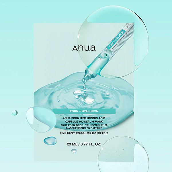 Anua PDRN Hyaluron auduma maskas mīkstā mikrošķiedras tekstūra sejas ādai
