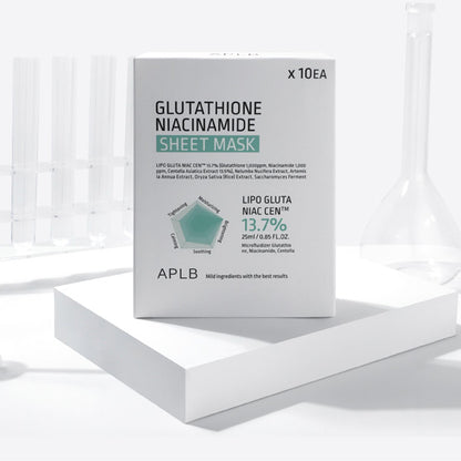 Izgaismojošu lokšņu sejas masku komplekts | APLB Glutathione Niacinamide Sheet Mask set