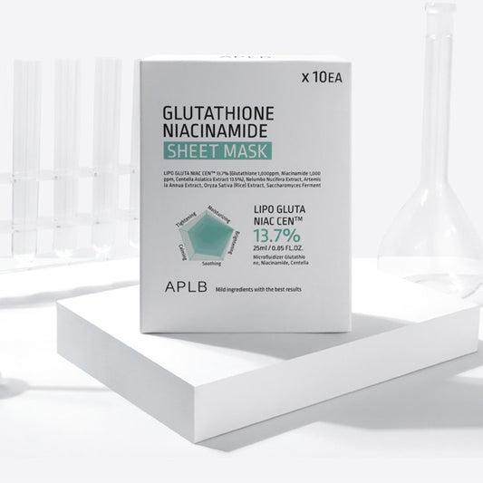 Izgaismojošu lokšņu sejas masku komplekts | APLB Glutathione Niacinamide Sheet Mask set