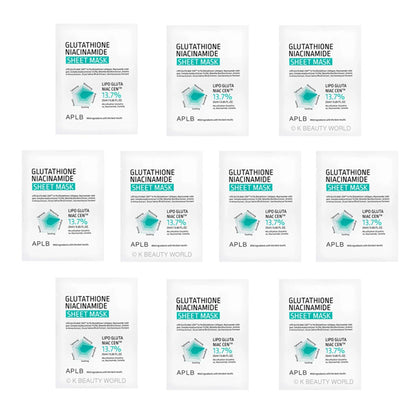 Izgaismojošu lokšņu sejas masku komplekts | APLB Glutathione Niacinamide Sheet Mask set