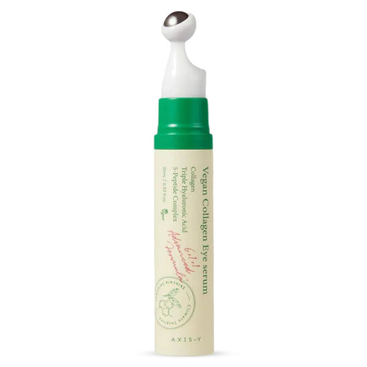 Axis-Y Vegan Collagen Eye Serum ar metāla aplikatoru – vegānisks kolagēna acu serums pret grumbām un tumšajiem lokiem korejas kosmētika koore.lv