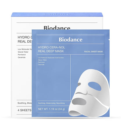 Biodance Hydro Cera-nol Real Deep Mask – mitrinoša kolagēna hidrogela sejas maska ar keramīdiem un hialuronskābi.