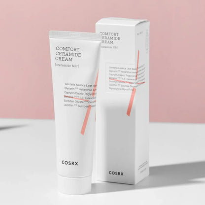 COSRX Balancium Comfort Ceramide Cream - mitrinošs krēms ādas aizsargbarjeras atjaunošanai.
