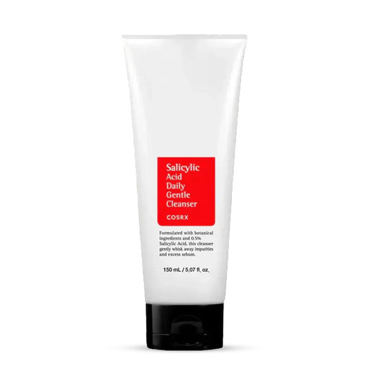 COSRX Salicylic Acid Daily Gentle Cleanser – Korejas kosmētika, maigs tīrīšanas līdzeklis ar salicilskābi, kas efektīvi attīra ādu, novērš iekaisumus un uzlabo ādas tekstūru.