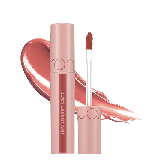 ROMAND Juicy Lasting Tint Bare Juicy Series – Korejas kosmētika, ilgnoturīgs lūpu spīdums ar augļu mirdzumu, kas nodrošina sulīgas un krāsainas lūpas visu dienu.