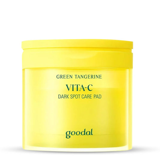 GOODAL Green Tangerine Vita-C Dark Spot Care Pad – Korejas kosmētika, sejas spilventiņi ar zaļo mandarīnu un C vitamīnu, kas palīdz mazināt tumšos plankumus un uzlabo ādas toni.