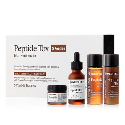 Medi-Peel Peptide-Tox 5 Peptide Bor Multi Care Kit – 4 soļu liftinga komplekts ar botoksa efektu, peptīdiem un Volufilīnu korejas kosmetika koore.lv