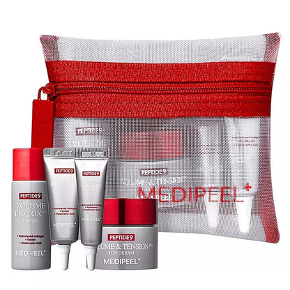 Medi-Peel Peptide 9 Volume Bio Tox Trial Kit – Korejas kosmētikas izmēģinājuma komplekts ar peptīdiem, kolagēnu un hialuronskābi.