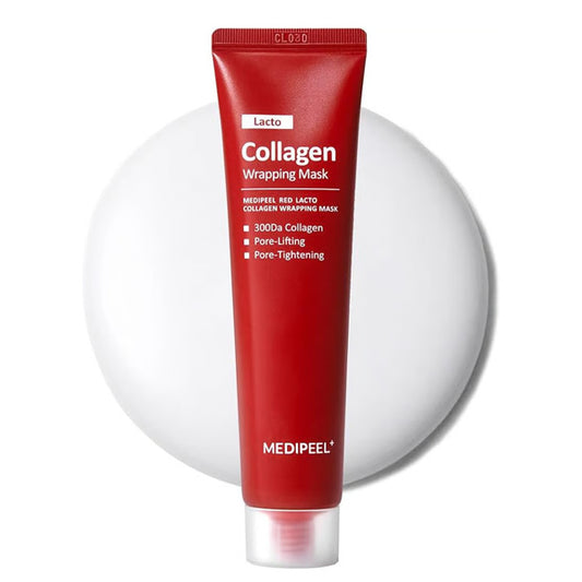 Medi-Peel Red Lacto Collagen Wrapping Mask – Korejas kolagēna plēvītes sejas maska poru sašaurināšanai, liftinga efektam un mitrināšanai