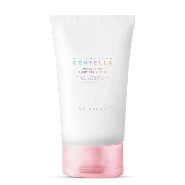 Skin1004 Madagascar Centella Poremizing Light Gel Cream 75 ml balta tube uz rožainas virsmas koore.lv