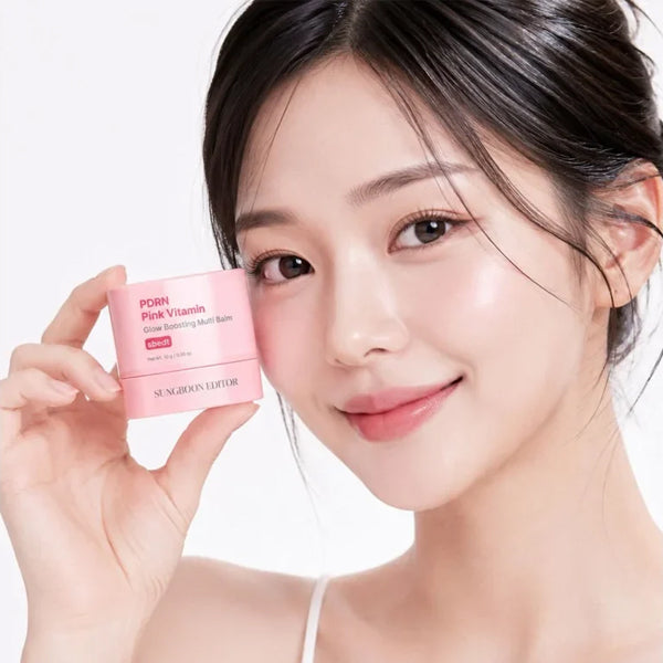 Sungboon Editor PDRN Pink Vitamin balzama sārtā tekstūra un mirdzums