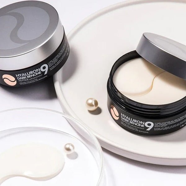 Acu patči ar hialuronskābi | MediPeel Hyaluron Dark Benone Peptide 9 Ampoule Eye Patch - KOORE
