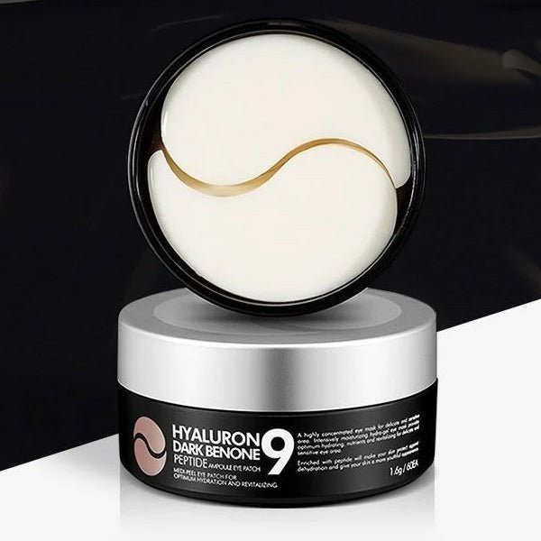 Acu patči ar hialuronskābi | MediPeel Hyaluron Dark Benone Peptide 9 Ampoule Eye Patch - KOORE
