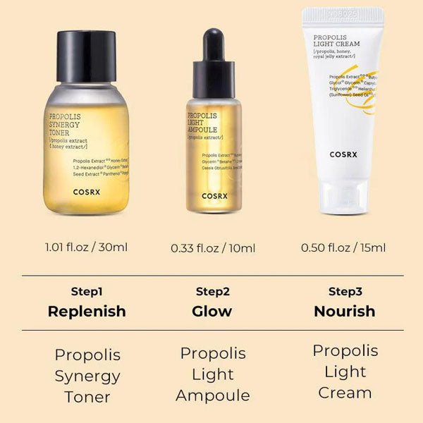 Ādas kopšanas komplekts ar Propolisu | COSRX Full Fit Propolis Trial Kit - KOORE