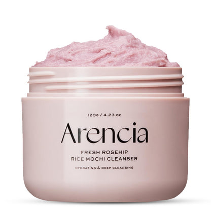 Arencia Fresh Rosehip Rice Mochi Cleanser – staipīgas mochi tekstūras Korejas sejas tīrīšanas līdzeklis ar rožu dzērveņu ekstraktu