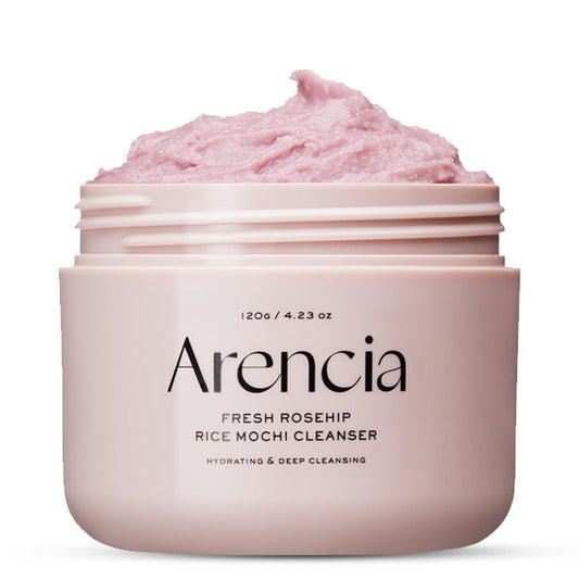Arencia Fresh Rosehip Rice Mochi Cleanser – staipīgas mochi tekstūras Korejas sejas tīrīšanas līdzeklis ar rožu dzērveņu ekstraktu