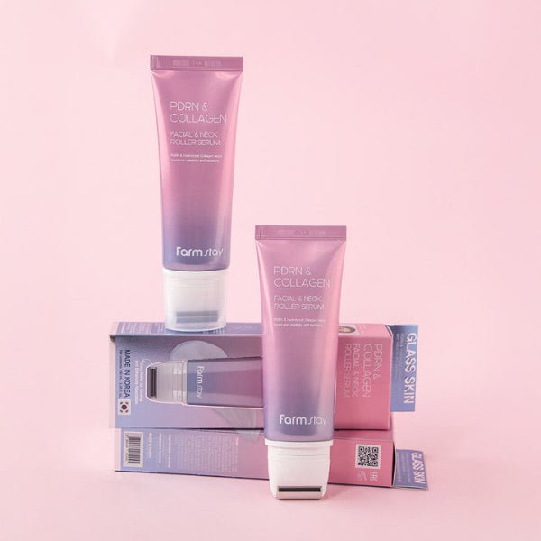 Atjaunojošs sejas un kakla serums ar rullīti | Farmstay PDRN & Collagen Facial & Neck Roller Serum - KOORE