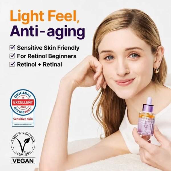 PURITO Retinol Retinal 2000 NAD+ seruma vieglā tekstūra