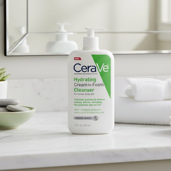 Attīrošas krēmveida putas normālai un sausai ādai | CeraVe Hydrating Cream - to - Foam Cleanser - KOORE