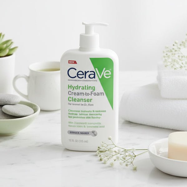 Attīrošas krēmveida putas normālai un sausai ādai | CeraVe Hydrating Cream - to - Foam Cleanser - KOORE