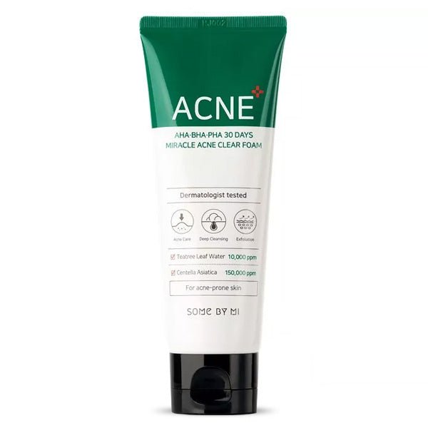 Attīrošas krēmveida putas problemātiskai ādai | Some By Mi AHA,BHA,PHA 30 Days Miracle Acne Clear Foam - KOORE