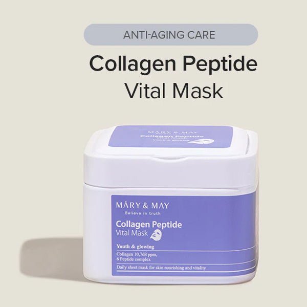 Auduma sejas maskas ar kolagēnu un peptīdiem 30 gab. | Mary&May Collagen Peptide Vital Mask - KOORE