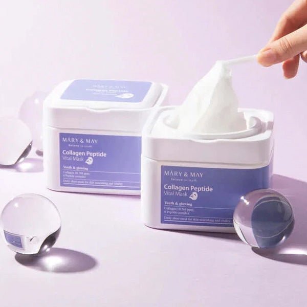 Auduma sejas maskas ar kolagēnu un peptīdiem 30 gab. | Mary&May Collagen Peptide Vital Mask - KOORE