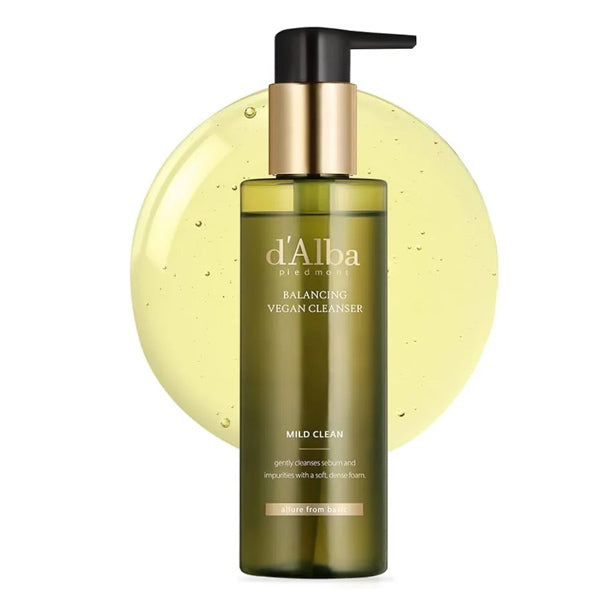 d'Alba Mild Skin Balancing Vegan Cleanser – luksusa Korejas sejas tīrītājs ar balto trifeli jutīgas ādas nomierināšanai un atjaunošanai