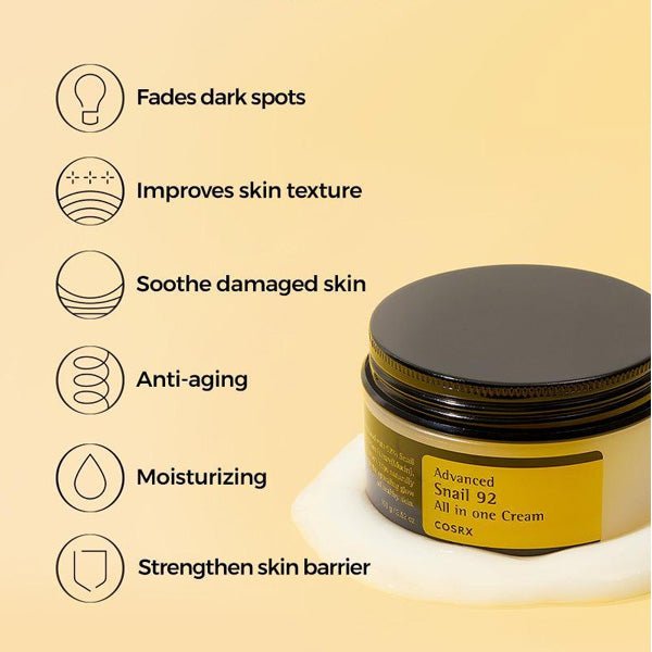 Daudzfunkcionāls krēms ar 92% gliemežu mucīnu | COSRX Advanced Snail 92 All In One cream - KOORE