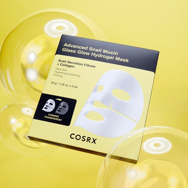 Gliemežu mucīna hidrogela maska mirdzumam | Advanced Snail Mucin Glass Glow Hydrogel Mask - KOORE