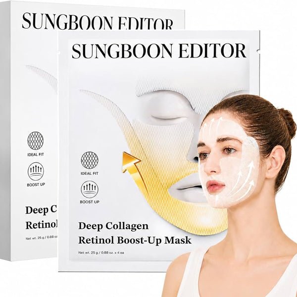 Sungboon Editor kolagēna un retinola hidrogeļa maskas cieši pieguļošā tekstūra